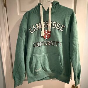 Official CAMBRIDGE UNIVERSITY Stitched logo green Hoodie Thick Drawstring L
